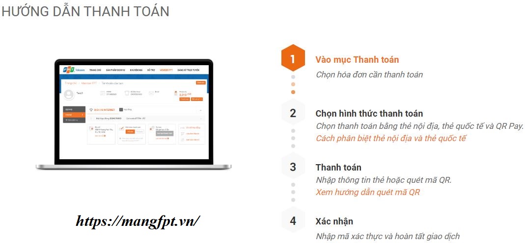 thanh toán mạng fpt qua member fpt