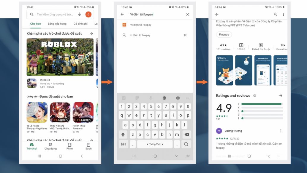 Cài đặt foxpay trên điện thoại hệ điều hành Androi
