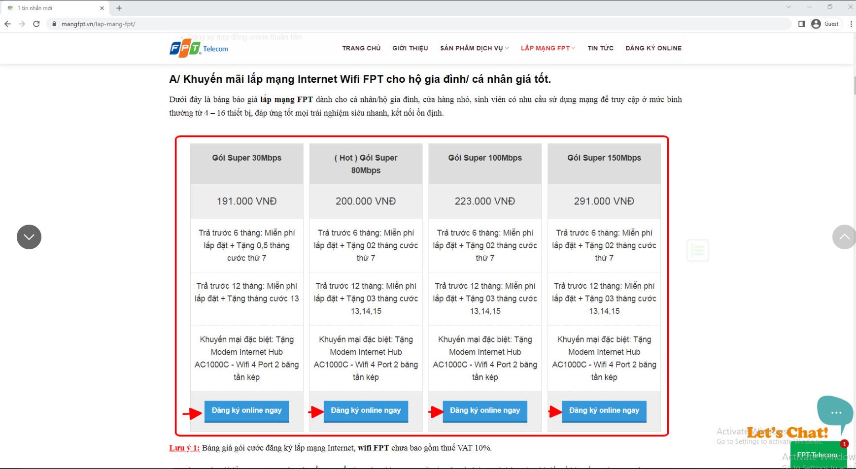 Lựa chọn gói cước để đăng ký lắp mạng fpt Lựa chọn gói cước để đăng ký lắp mạng fpt